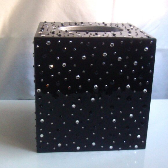 MIKE+ALLY NYC Crystal Ebony Black Boutique Tissue Box Cover - Picture 3 of 12